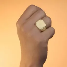 Sello oro 18k hombre macizo detalles tallados cabeza laterales ancho
