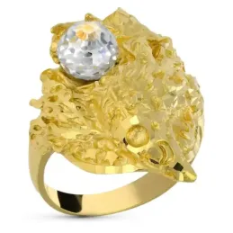 Sello oro 18k hombre mago detalles tallados bola cristal