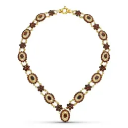 Gargantilla oro 18k mujer piedras granate combinadas formas cierre ti