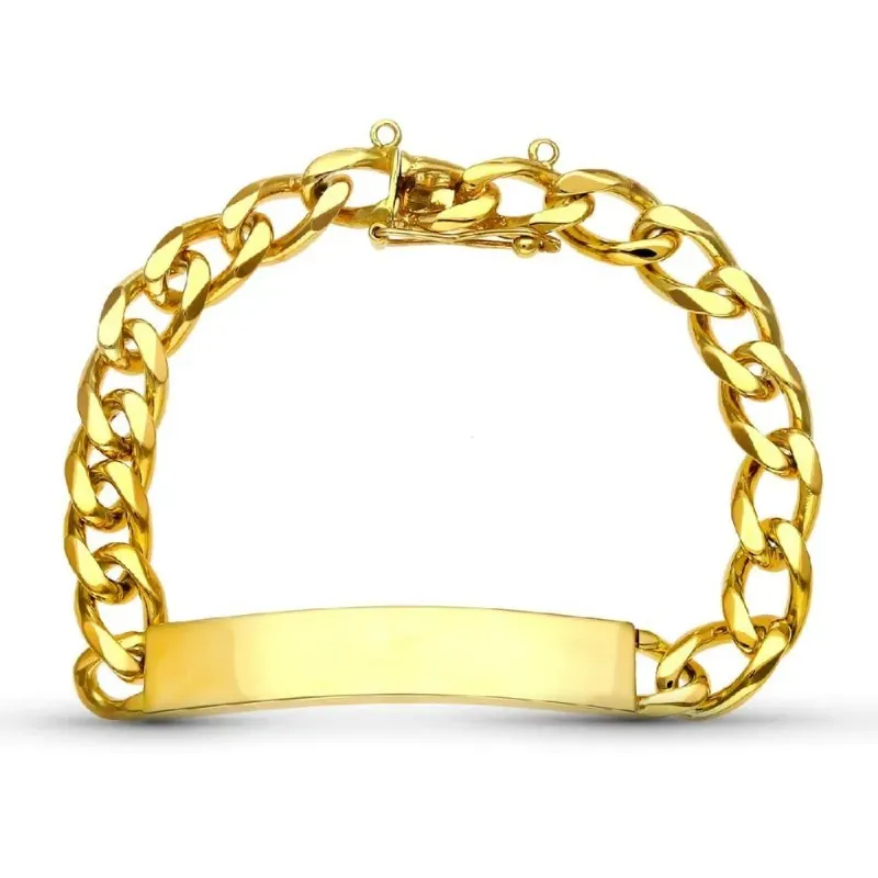 Esclava oro 18k hombre 20.5 cm. maciza barbada ancho eslabón 8 mm.