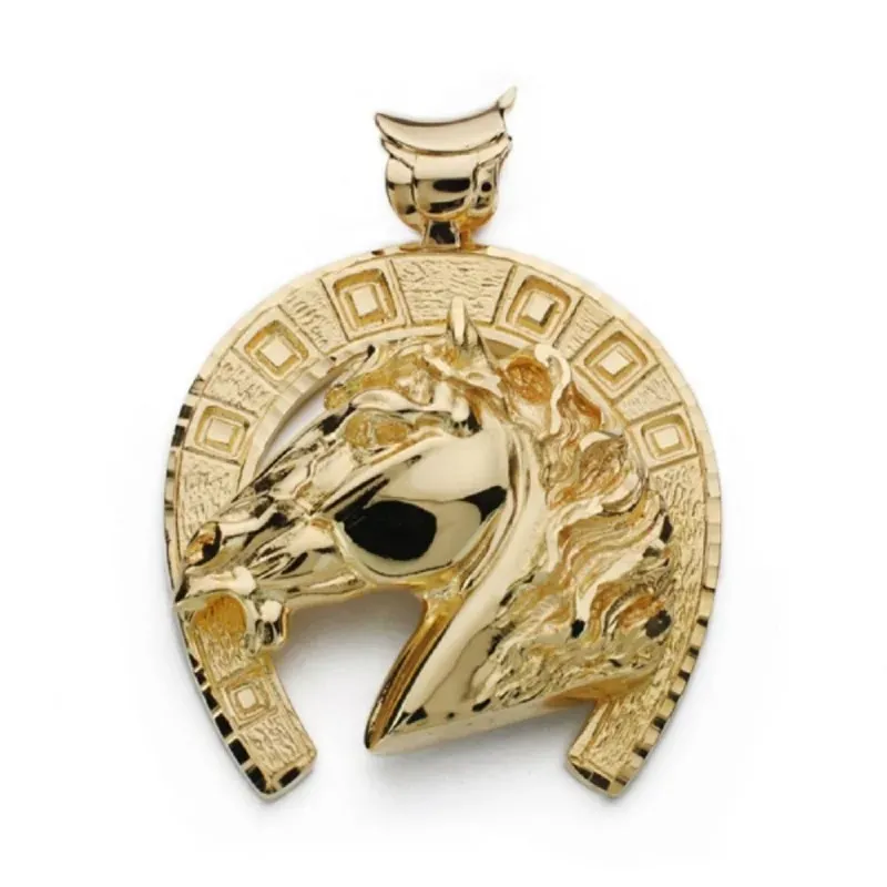 Colgante oro 18k hombre 50 mm. herraduracombinadad cabeza caballo rea