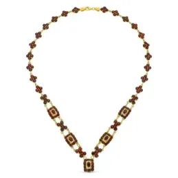 Gargantilla oro 18k mujer formas piedras granate combinadas mosquetón