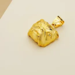 Colgante cabeza bulldog inglés oro 18k unisex 27 mm. detalles tallado