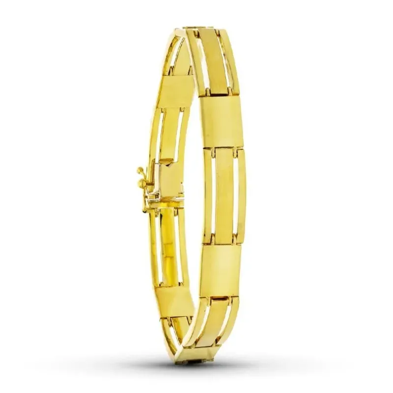 Pulsera oro 18k mujer eslabones combinados formas mate brillo