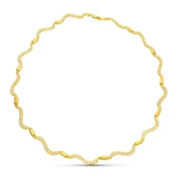 Gargantilla oro 18k mujer formas onduladas circonitas combinadas lisa
