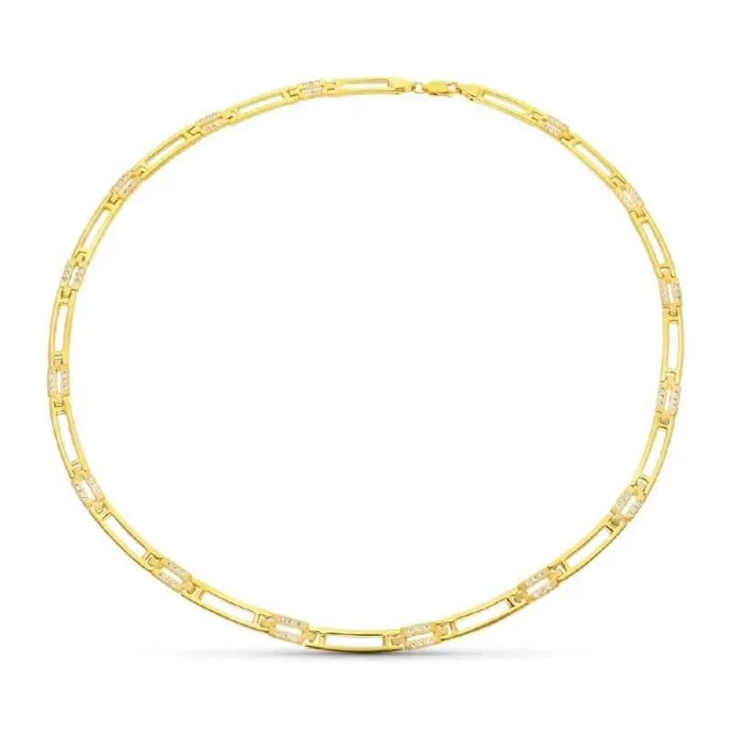 Gargantilla oro 18k mujer eslabones forma rectangular calada detalle