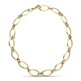 Gargantilla oro bicolor 18k mujer eslabones ovalados mosquetón