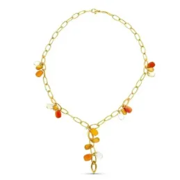 Gargantilla oro 18k mujer eslabones combinados piedras color mosquetó