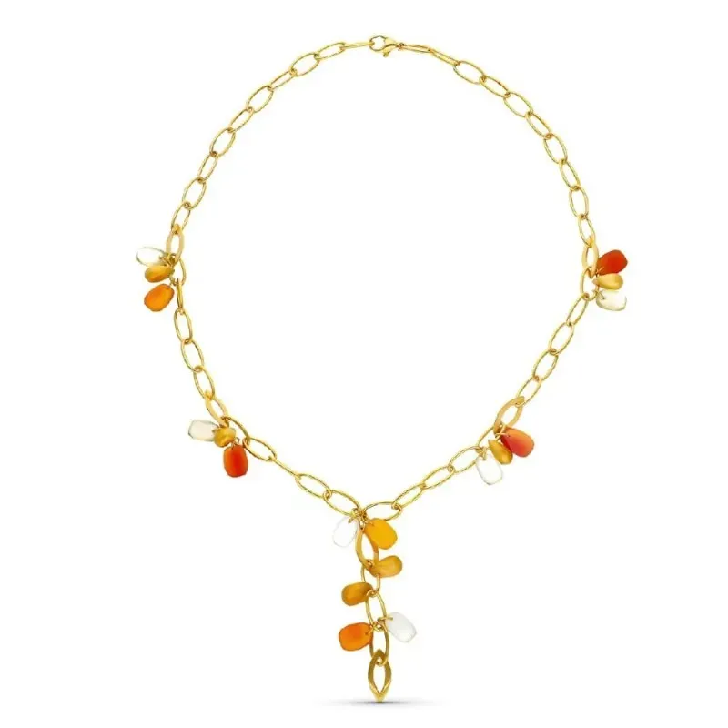 Gargantilla oro 18k mujer eslabones combinados piedras color mosquetó