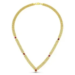 Gargantilla oro 18k mujer panter piedras rubí combinadas circonitas m