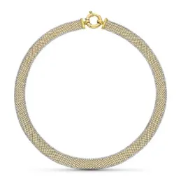 Gargantilla oro bicolor 18k mujer 43 cm. malla cierre timón
