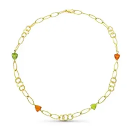 Gargantilla oro 18k mujer eslabones combinados detalles tallados pied