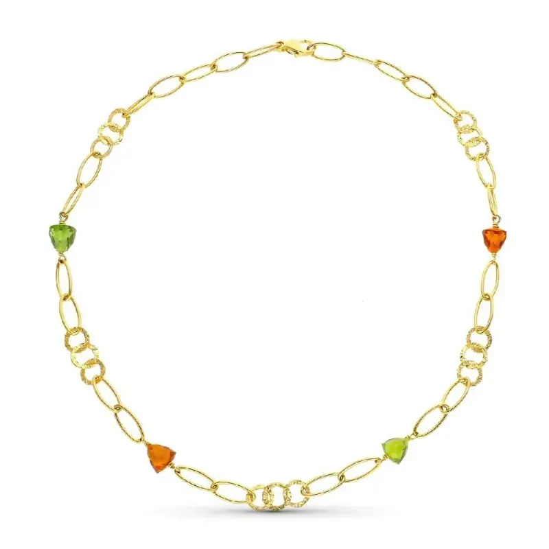 Gargantilla oro 18k mujer eslabones combinados detalles tallados pied