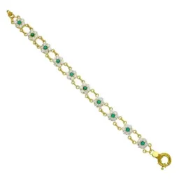 Pulsera oro 18k mujer cuajos circonitas formas flores combinadas colo