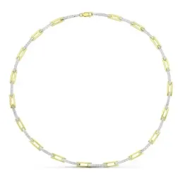 Gargantilla oro bicolor 18k mujer barras circonitas combinadas formas