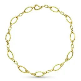 Gargantilla oro 18k mujer 43 cm. eslabones ovalados huecos combinados