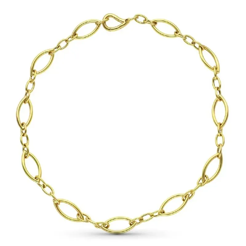 Gargantilla oro 18k mujer 43 cm. eslabones ovalados huecos combinados