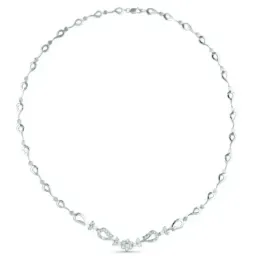 Gargantilla oro blanco 18k mujer 42 cm. formas combinadas circonitas