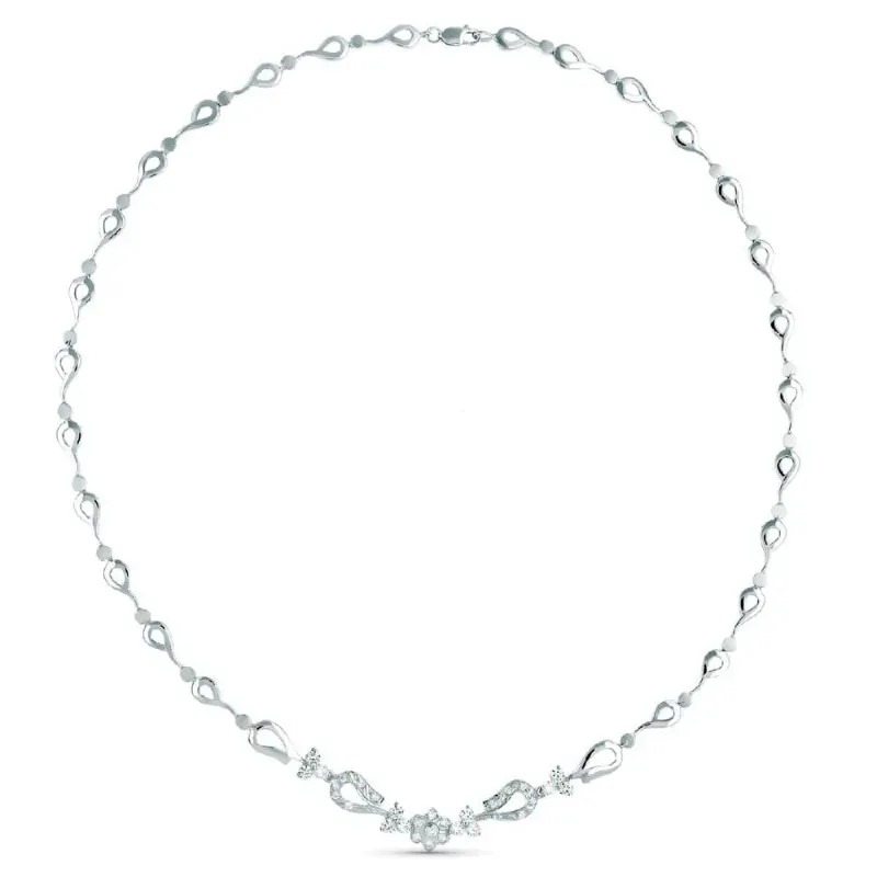 Gargantilla oro blanco 18k mujer 42 cm. formas combinadas circonitas