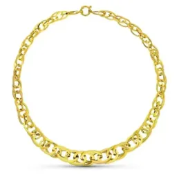 Gargantilla oro 18k mujer 45 cm. eslabones enlazados combinados cierr