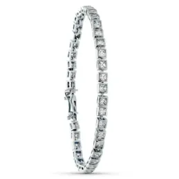 Pulsera oro blanco 18k mujer eslabones formas cuadradas circonitas
