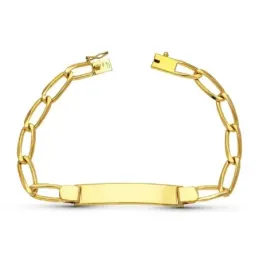 Esclava oro 18k mujer maciza eslabones bilbao chapa lisa