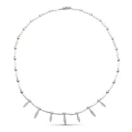 Gargantilla oro blanco 18k mujer eslabones ovalados combinados circon