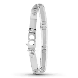 Pulsera oro blanco 18k mujer eslabones rectangulares lisos combinados