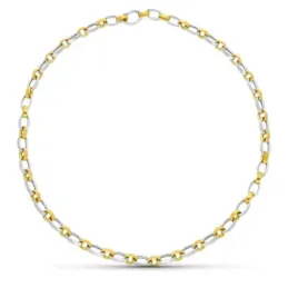 Gargantilla oro bicolor 18k mujer eslabones ovalados enlazados combin