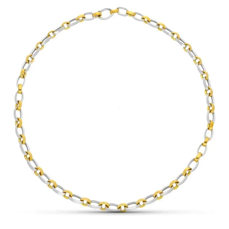 Gargantilla oro bicolor 18k mujer eslabones ovalados enlazados combin
