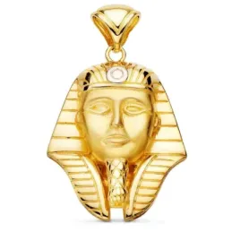 Colgante oro bicilor 18k unisex 32 mm. Tutankamon brillo detalles rea