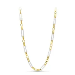 Gargantilla oro bicolor 18k mujer eslabones rectangulares tamaños com