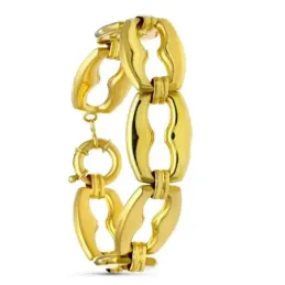 Pulsera oro 18k mujer hueca eslabones grandes formas calados cierre t