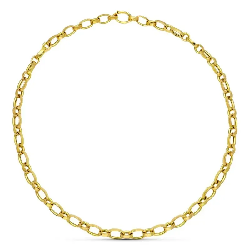 Gargantilla oro 18k mujer 45 cm. eslabones ovalados combinados