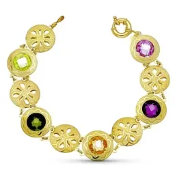 Pulsera oro 18k mujer eslabones redondos detalles láser combinados pi