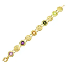 Pulsera oro 18k mujer eslabones redondos detalles láser combinados pi