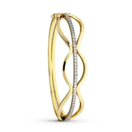 Pulsera rígida oro bicolor 18k mujer formas onduladas combinadas barr