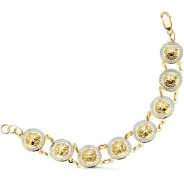 Pulsera oro bicolor 18k mujer 19 cm. círculos medusas centro 15 mm. c