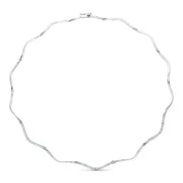 Gargantilla oro blanco 18k mujer formas onduladas circonitas combinad