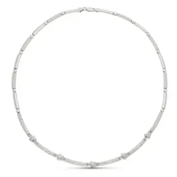 Gargantilla oro blanco 18k mujer tramos lisos combinados tallados flo