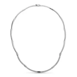 Gargantilla oro blanco 18k mujer eslabones tubos lisos combinados cir