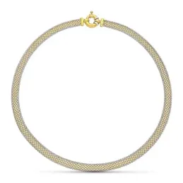 Gargantilla oro bicolor 18k mujer 43 cm. cadena malla cierre timón