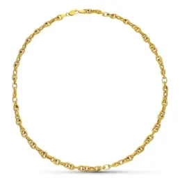 Gargantilla oro 18k mujer 43 cm. eslabones combinados huecos lisos de