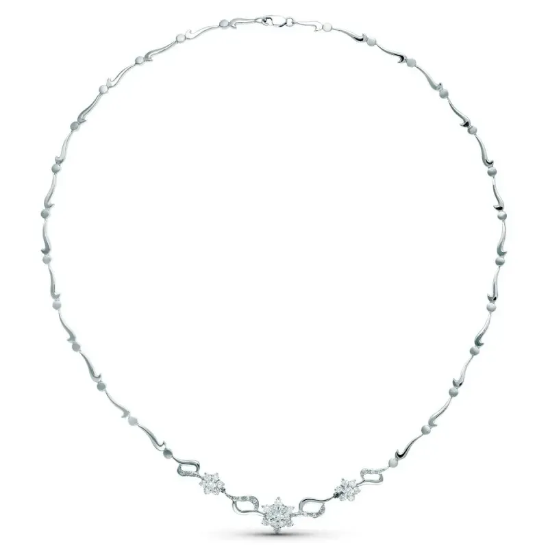 Gargantilla oro blanco 18k mujer 45 cm. juego novia eslabones lisos f