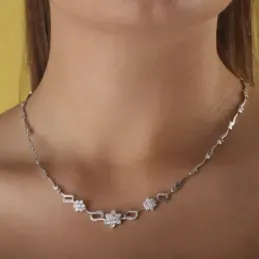 Gargantilla oro blanco 18k mujer 45 cm. juego novia eslabones lisos f