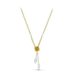 Gargantilla oro 18k mujer doble cadena flor mate detalle piedras colg