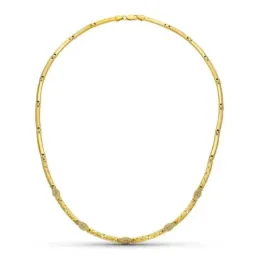 Gargantilla oro 18k mujer 45 cm. eslabones rectangulares detalles tal