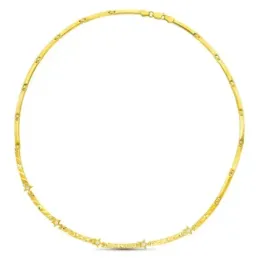 Gargantilla oro 18k mujer eslabones tramos tallados estrellas circoni