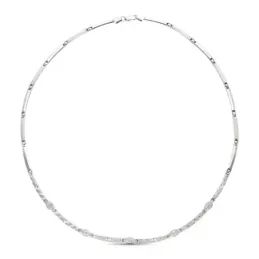 Gargantilla oro blanco 18k mujer eslabones tramos tallados estrellas
