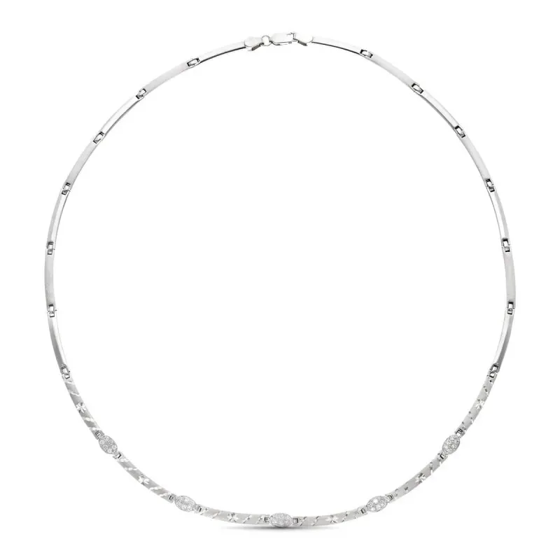 Gargantilla oro blanco 18k mujer eslabones tramos tallados estrellas